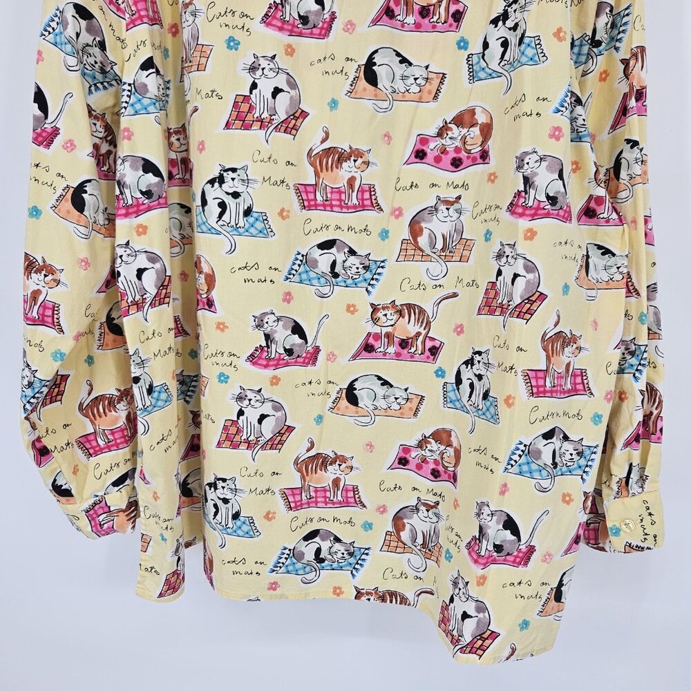 Chatterprintz Shirt Womens 2X Cat Kitten on Mats Button Up Long Sleeve Print - Picture 8 of 11